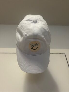 Duvin White Smiley Logo Baseball Cap